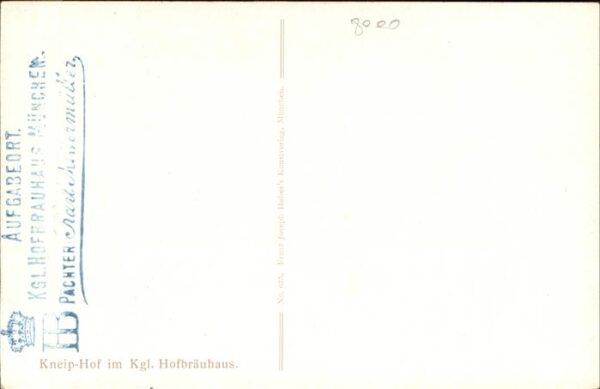 Hofbraeuhaus Muenchen Bier Kneip-Hof Künstlerkarte Nr. 625 – Bild 2
