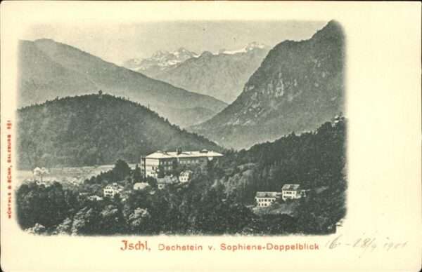 Bad Ischl Salzkammergut Panorama mit Dachstein vom Sophiens-Dop
