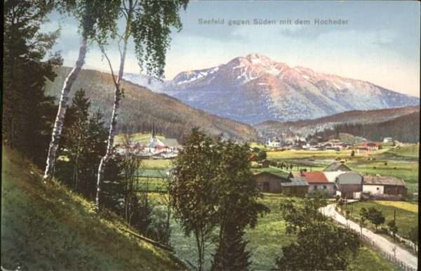 Seefeld Tirol Panorama gegen Süden mit dem Hocheder