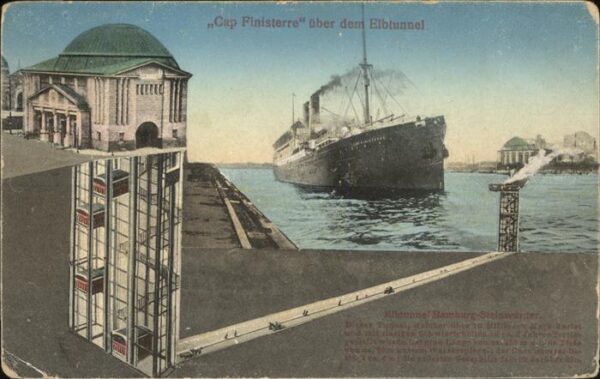 Dampfer Oceanliner Cap Finisterre Elbtunnel Hamburg-Steinw