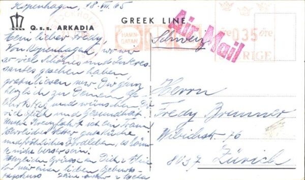 Dampfer Oceanliner Q.S.S. Arkadia Greek Line – Bild 2