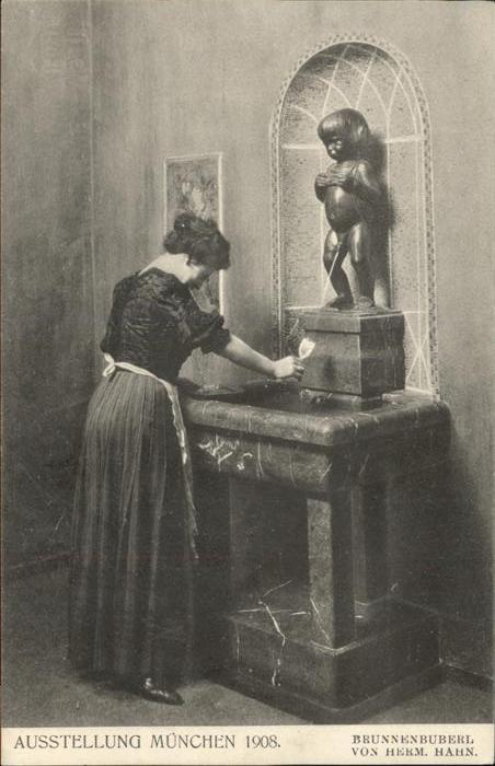 Ausstellung Bayr Landes Muenchen 1908 Brunnenbuberl Herm. Hahn. Nr. 230