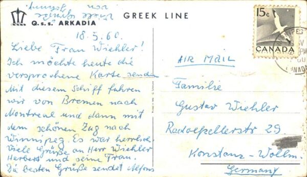 Dampfer Oceanliner Q.S.S. Arkadia Greek Line – Bild 2