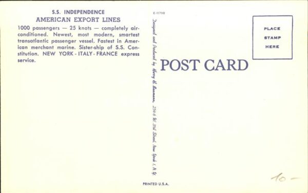Dampfer Oceanliner S.S. Independence American Export Lines – Bild 2