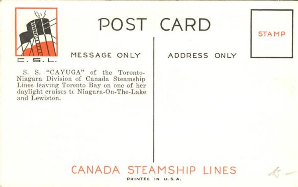 Dampfer Binnenschifffahrt S.S. Cayuga Toronto-Niagara Line – Bild 2