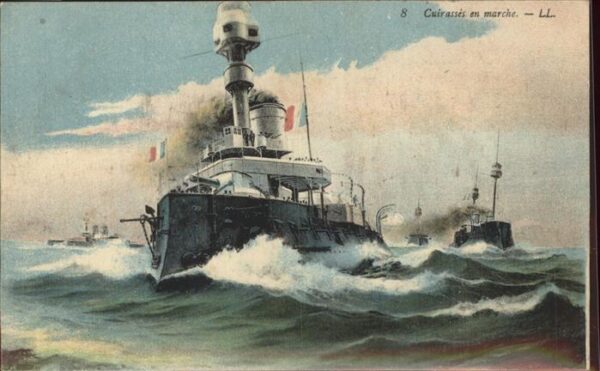 Schiffe Ships Navires Cuirasses en marche Frankreich