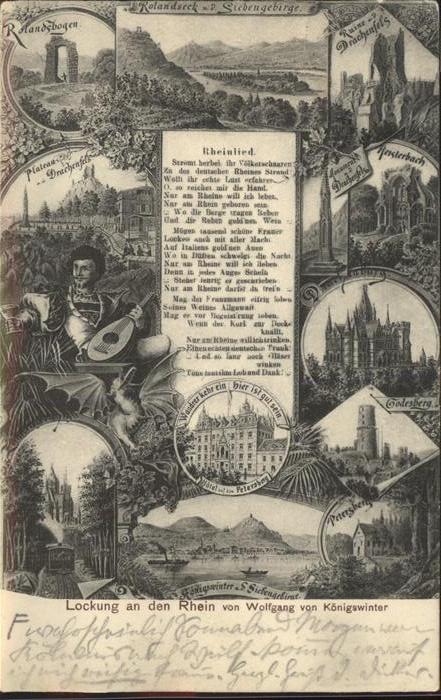 Liederkarte Rheinlied Mandoline Lockung Wolfgang v.