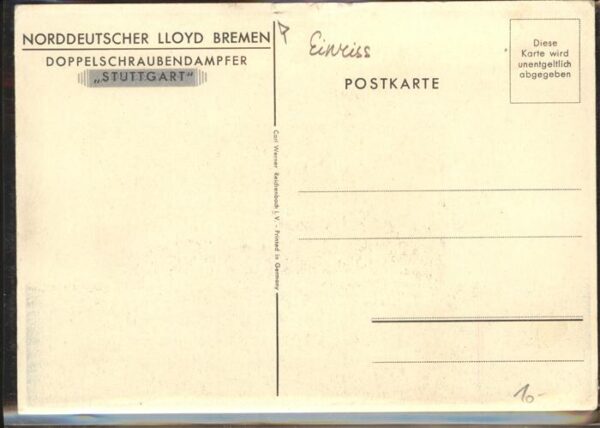 Dampfer Oceanliner Stuttgart R. Schmidt-Laboe – Bild 2