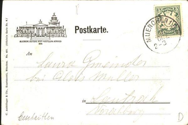 Ausstellung Sport Muenchen 1899 Ausstellungs-Palast Strassenbahn – Bild 2