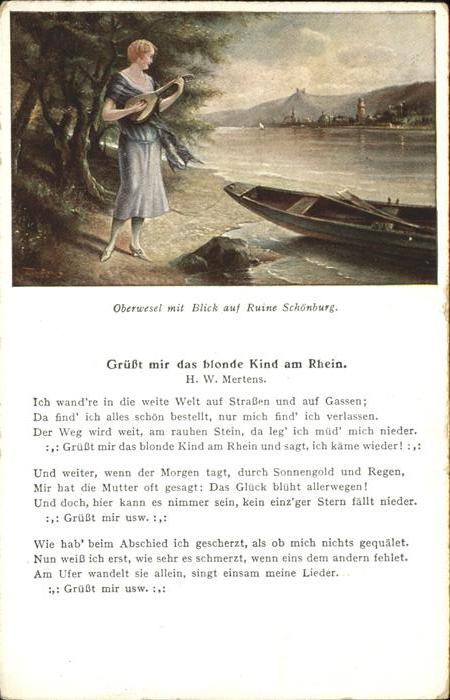 Liederkarte Kind vom Rhein Oberwesel Rheinlieder Nr