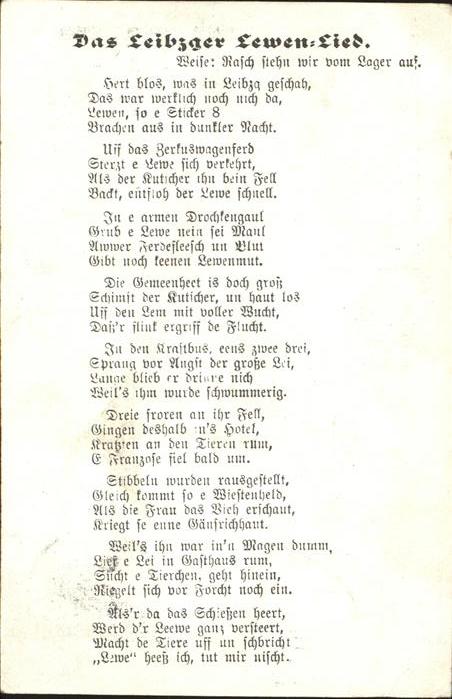 Liederkarte Leipziger Lewen Lied