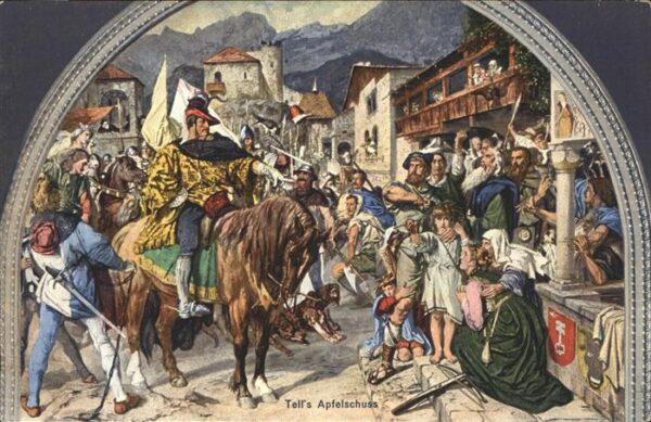 Tell Wilhelm Tells Apfelschuss Wandgemälde Vierwalds