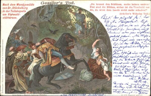 Tell Wilhelm Wandgemälde Gesslers Tod Schillers Wilh