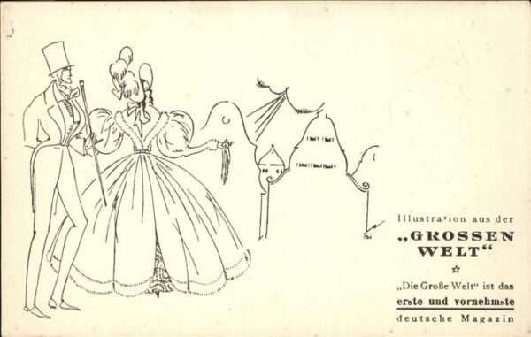 Zeitung Dame Herr Illustration Grossen Welt Lei