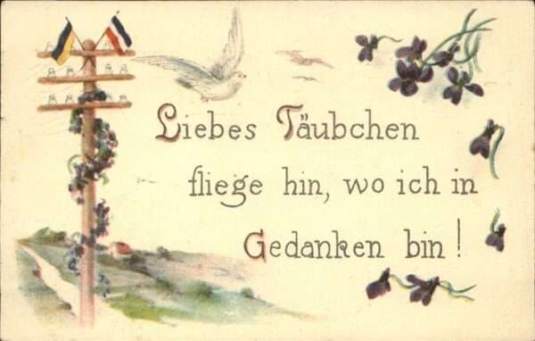 Tauben Spruch Poesie Fahnen Blumen