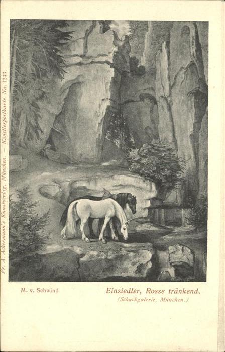 Pferde M. v. Schwind Nr. 1243 Rosse tränkend