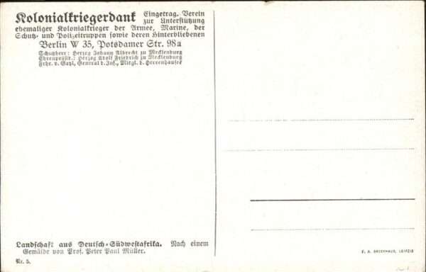 Kuenstlerkarte Kolonialkriegerdank Nr. 5 Landschaft au – Bild 2