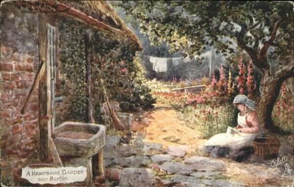 Kuenstlerkarte Oilette Hampsire Garden near Burton Tuc