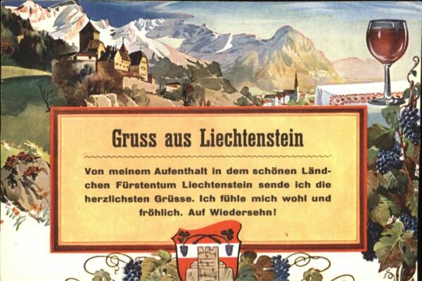Vaduz Schloss Weinrebe Künstlerkarte