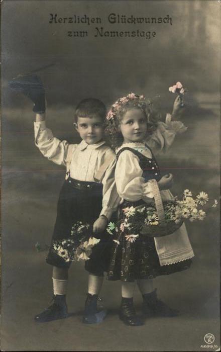 Namenstag Namenskarte Glückwunsch Kinder Blumen