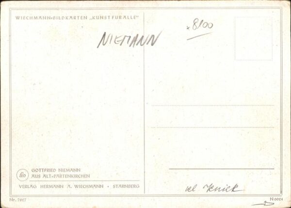 Niemann Gottfried Nr. 7827 Alt-Partenkirchen Verlag-Wiech – Bild 2