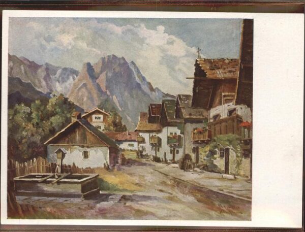 Kuenstlerkarte Fritz Absmeier Frühlingstrasse Garmisch