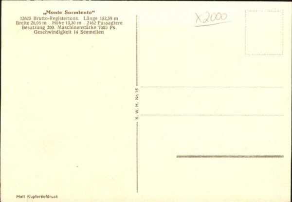 Dampfer Oceanliner Monte Sarmiento Hamburg – Bild 2