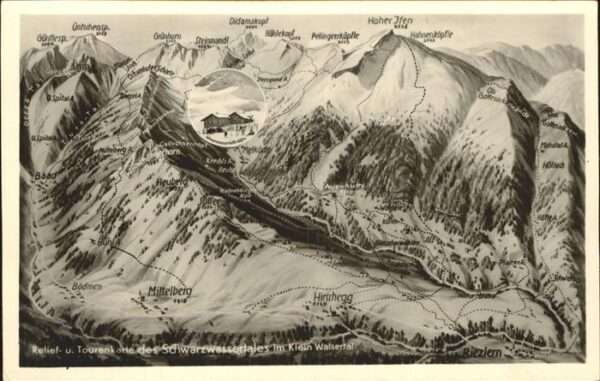 Riezlern Kleinwalsertal Vorarlberg Schwarzwasserhütte Übersichtskarte Klei