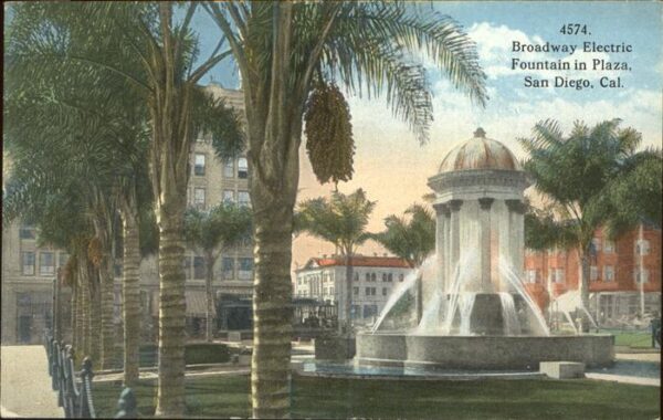 San Diego California Broadway Electric Fountain in Plaza