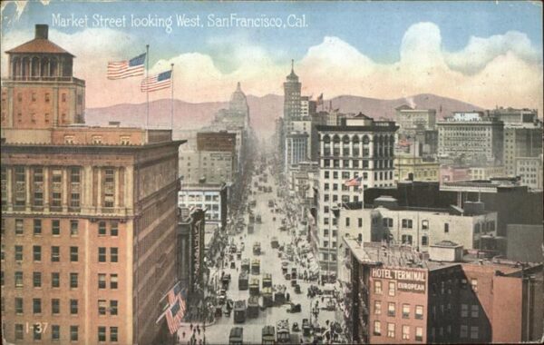 San Francisco California Market Street looking West