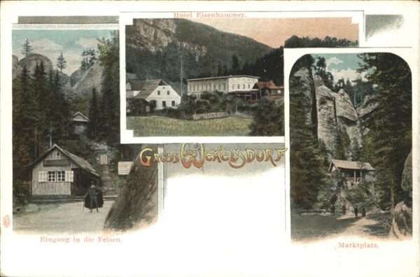 Wekelsdorf Teplice nad Metuji Felsenstadt Hotel Eisenhammer Marktplat