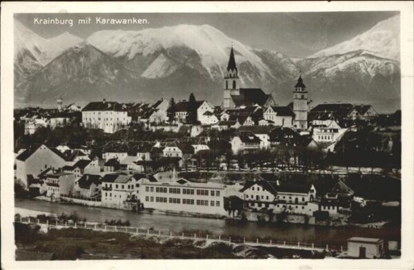 Krainburg Kranj Ortsansicht mit Kirche Karawanken