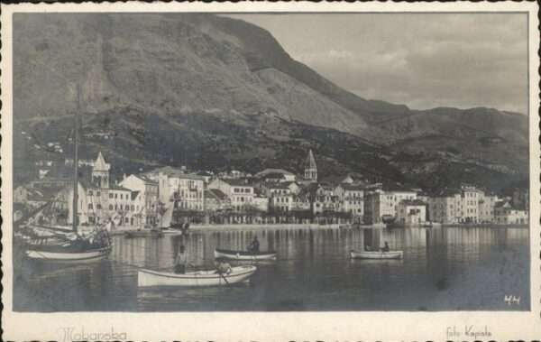 Makarska Dalmatien Blick von der Adria Fischerboot