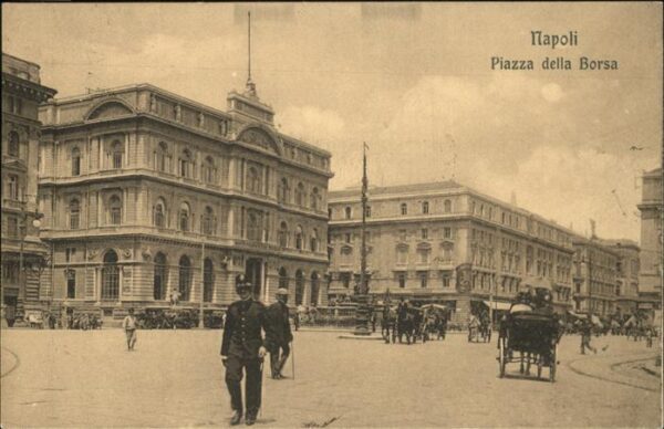 Napoli Neapel Piazza della Borsa Brse Pferdedroschke