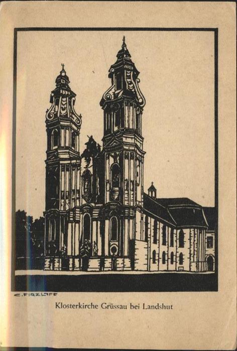 Gruessau Krzeszow Klosterkirche Linolschnitt K. Firzlaff