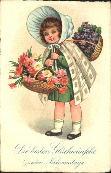 Namenstag Namenskarte Blumenkörbchen