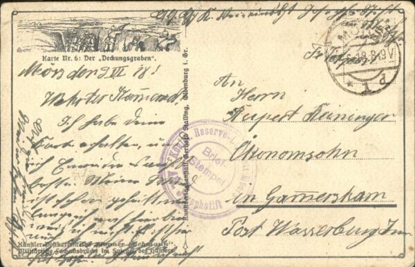 Kuenstlerkarte Nr. 6 Deckungsgraben immer Fachmann – Bild 2