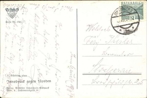 Kuenstlerkarte Nr. 1741 Scheiring Innsbruck Norden – Bild 2