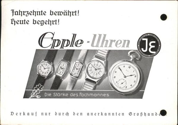 Werbung Reklame Epple Uhren Großhandel