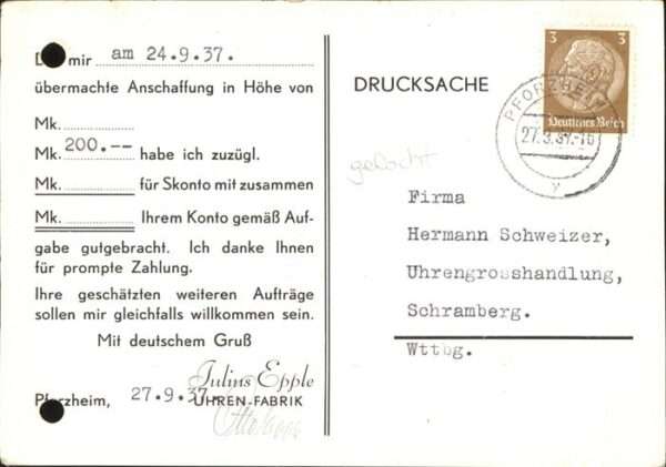 Werbung Reklame Epple Uhren – Bild 2