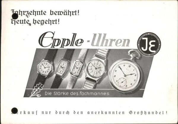 Werbung Reklame Grosshandel Epple Uhren