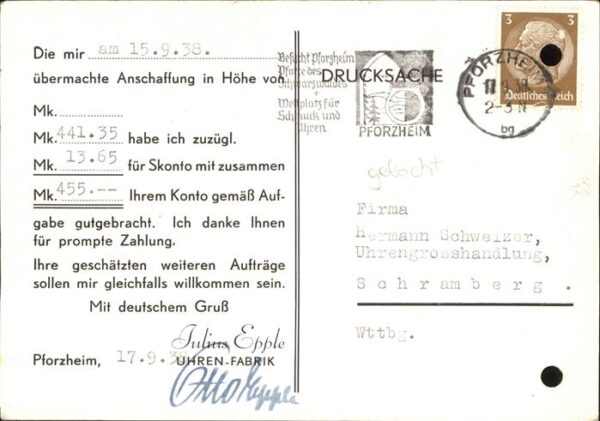 Werbung Reklame Grosshandel Epple Uhren – Bild 2