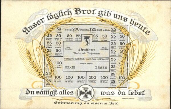 Lebensmittel Brotkarte WK 1
