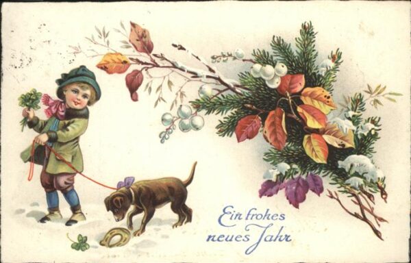 Hunde Hufeisen Kind Kleeblatt Neujahr