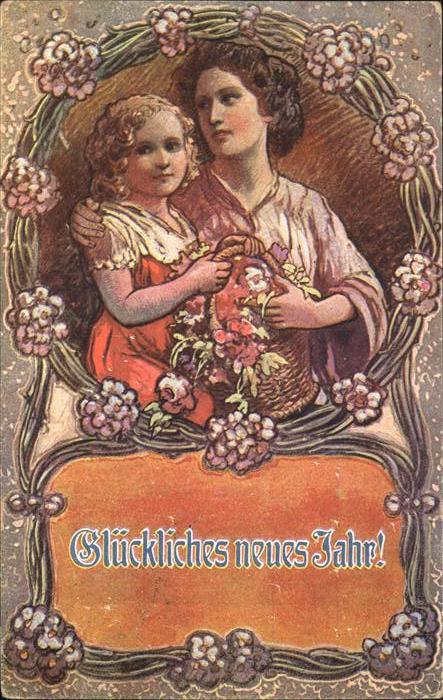 Neujahr Kind Frau Blumen