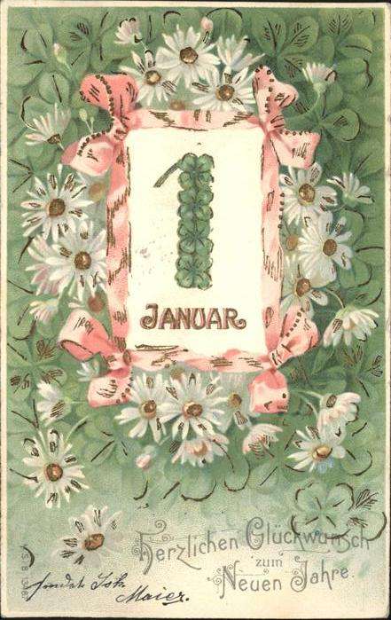 Datumskarte Blumen Neujahr