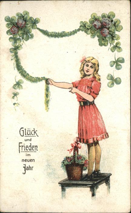 Neujahr Kleeblätter Litho