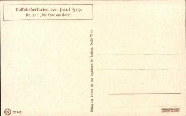 Hey Paul Nr. 31 Volksliedkarte Die Lore am Tore – Bild 2