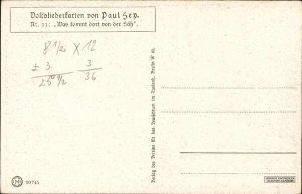 Hey Paul Nr. 33 Volksliedkarte Was kommt dort von de – Bild 2
