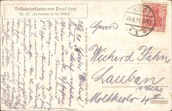 Hey Paul Nr. 68 Volksliedkarte Da drunten in der Müh – Bild 2